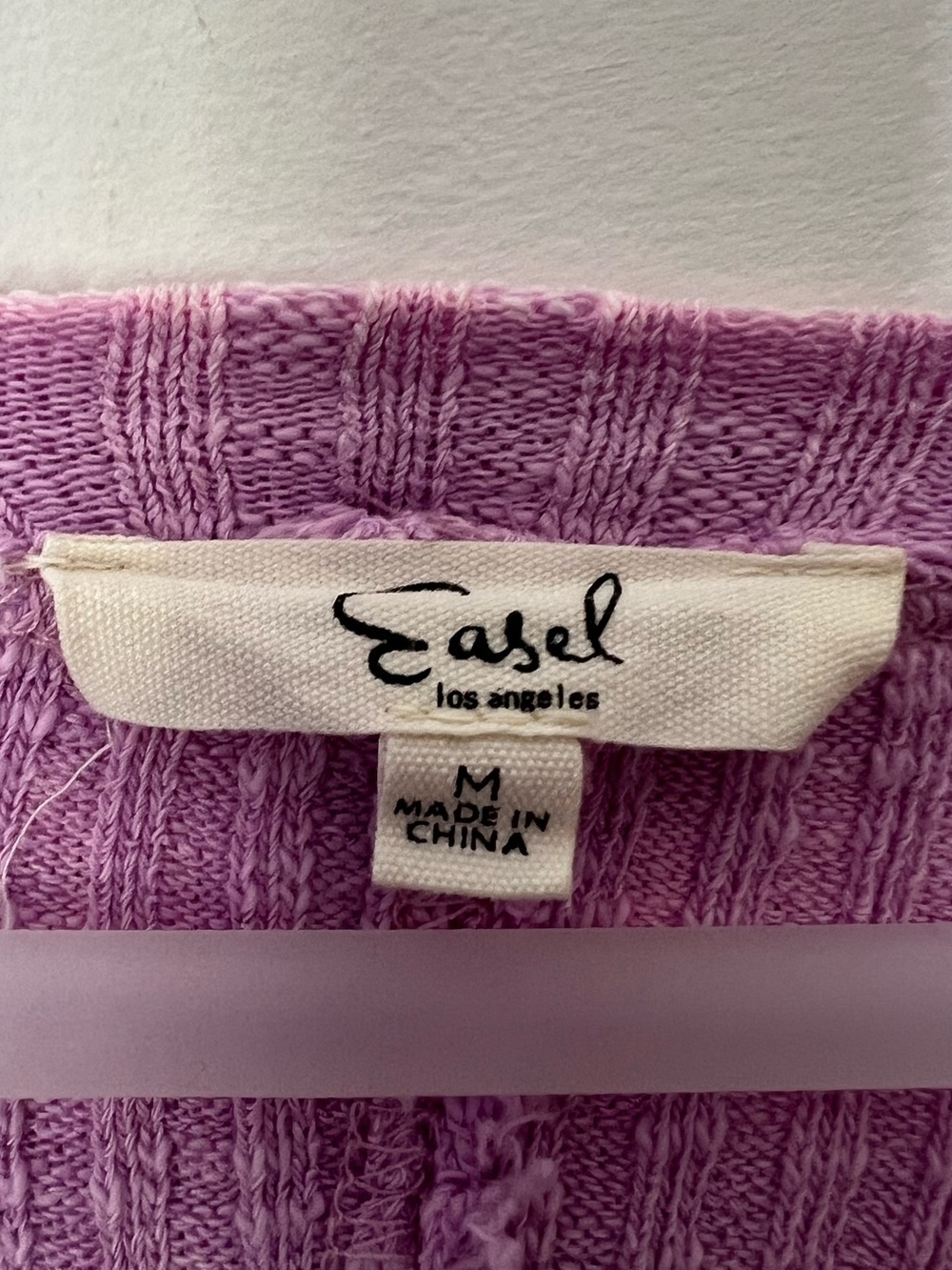 EASEL Ribbed V-Neck Oversized Short Sleeve Top Sunday Comfort Purple Pink - Picture 3 of 12